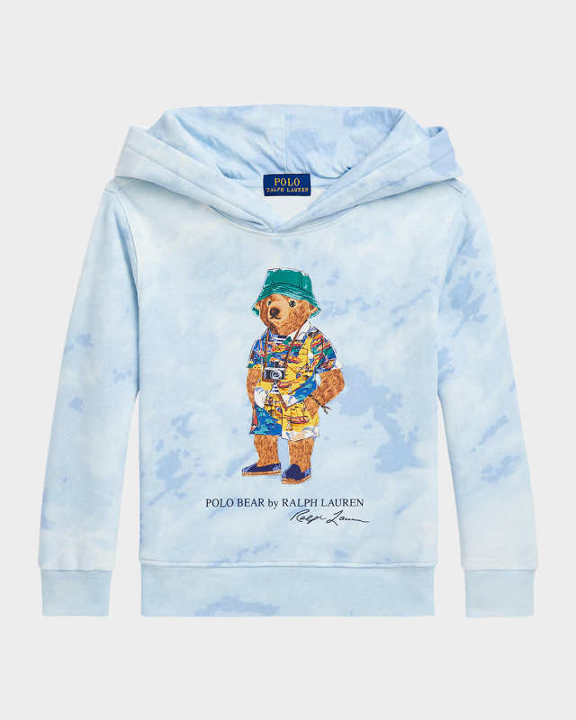 Boy's Polo Bear Cloud-Print Hoodie, Size 2-7